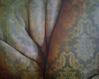 Oil painting on damask fabric 80x100 cm